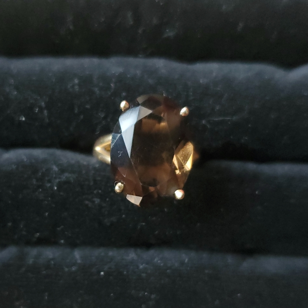 14k gold smoky quartz ring